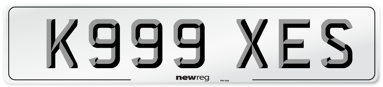 K999 XES Number Plate from New Reg